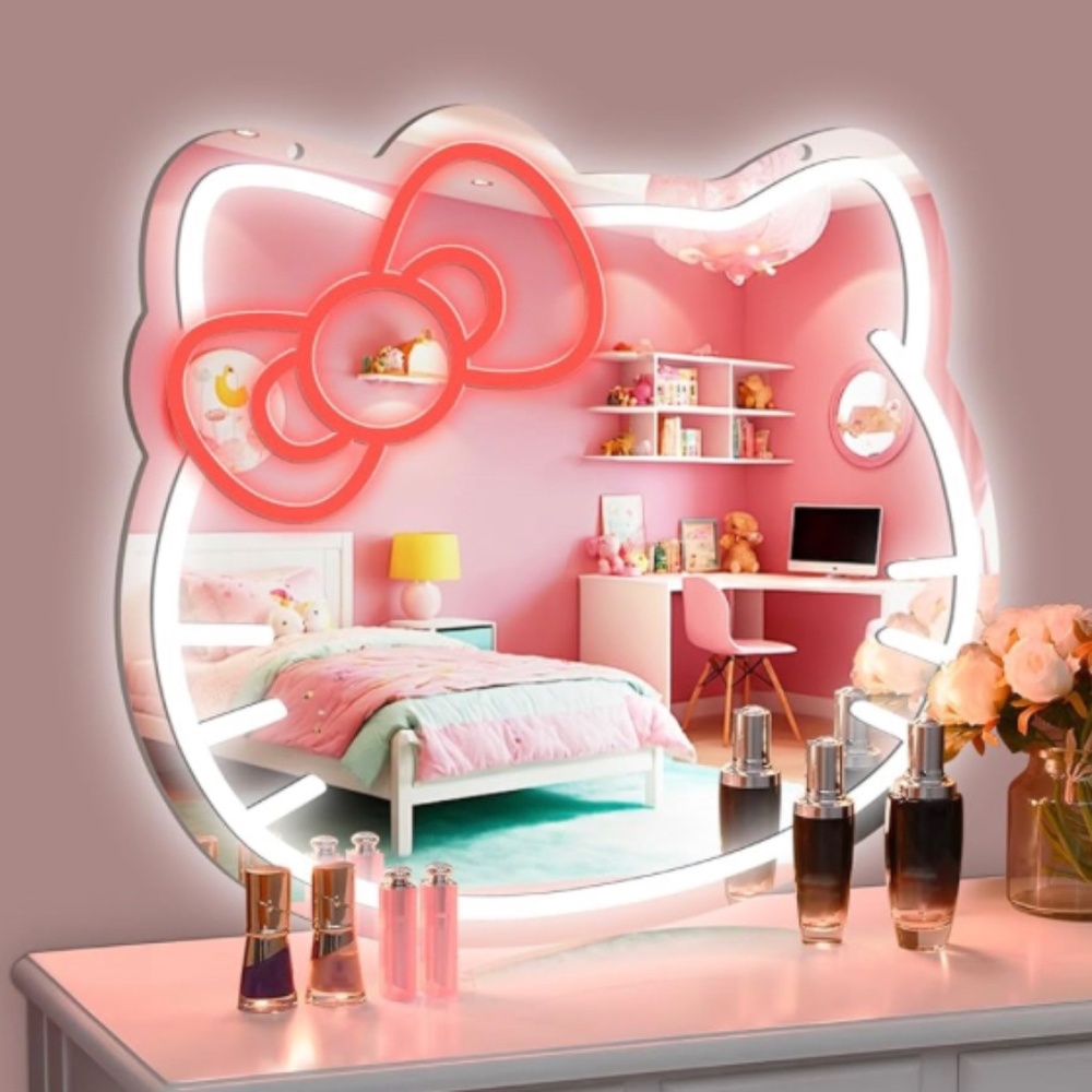 LED Hello Kitty Red Bow Mirror NWT